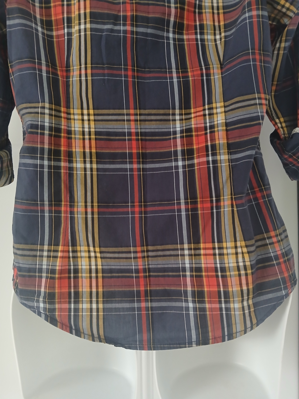 Guess Men's Plaid Button-Down Shirt in Navy, Red & Yellow - Picture 3 of 14